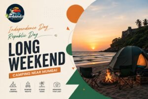 Independence Day long weekend beach camping near Mumbai with bonfire tents at Revdanda Beach by Revdanda Tourism.