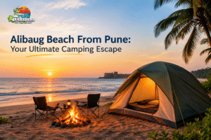 Alibaug beach camping from Pune with tent and bonfire at Revdanda beach