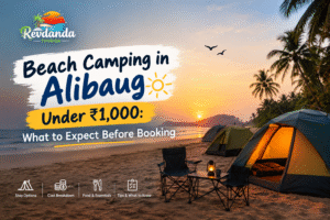 Beach camping in Alibaug under ₹1,000 with tents by the beach